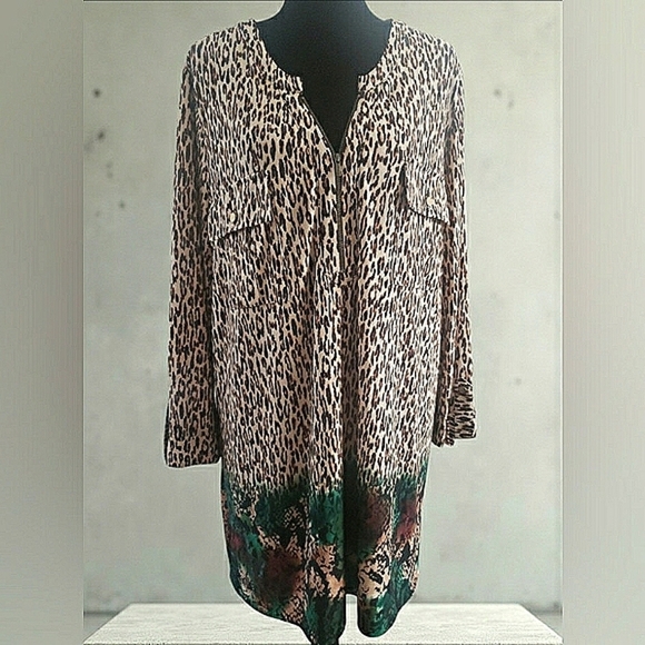 New Boho Chic 2XL Festival Animal Print Art To Wear Tunic Soft Stretch Pullover - Picture 2 of 9